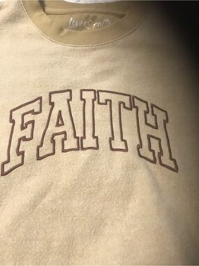 Beige 'FAITH' Crewneck Sweatshirt